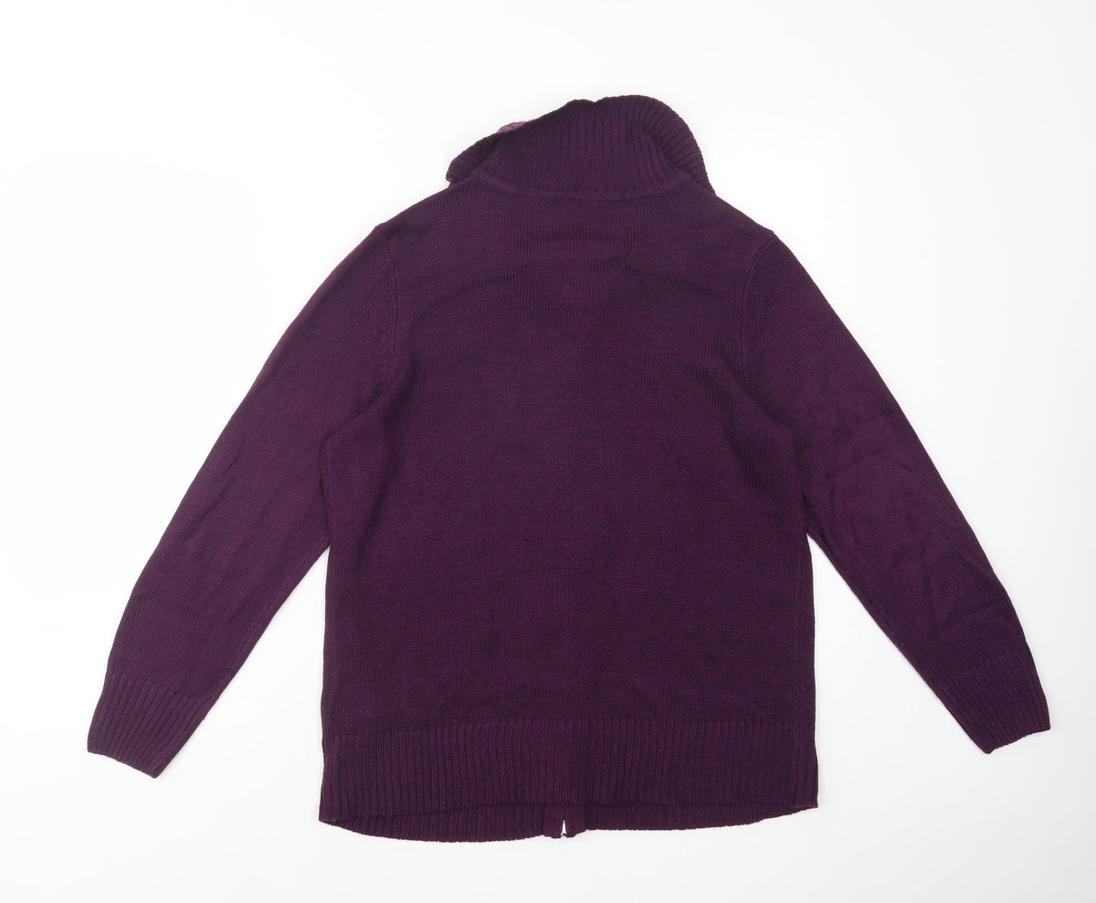 Back view of AproductZ women’s purple collared acrylic jumper, size UK 16