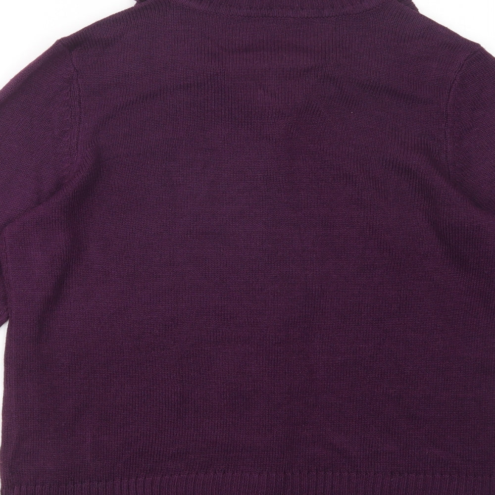 Brand and care label for AproductZ women’s purple collared acrylic jumper, size UK 16