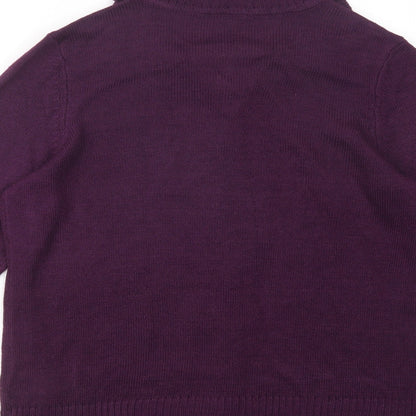 Brand and care label for AproductZ women’s purple collared acrylic jumper, size UK 16