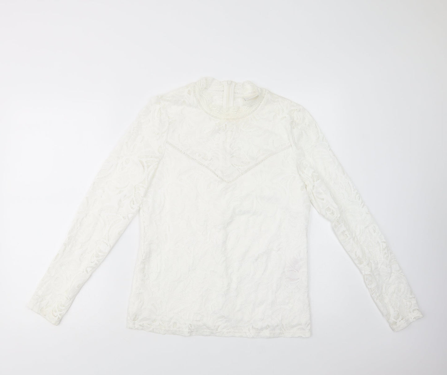 VILA Womens White  Polyamide Basic Blouse Size L Mock Neck