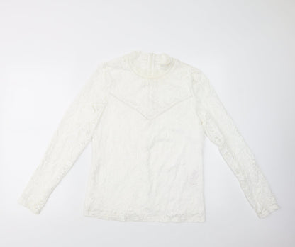 VILA Womens White  Polyamide Basic Blouse Size L Mock Neck