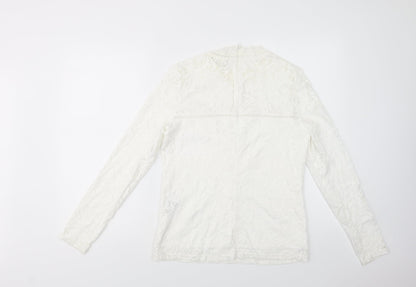 VILA Womens White  Polyamide Basic Blouse Size L Mock Neck