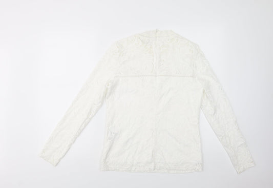 VILA Womens White  Polyamide Basic Blouse Size L Mock Neck
