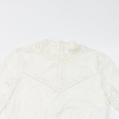 VILA Womens White  Polyamide Basic Blouse Size L Mock Neck