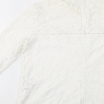 VILA Womens White  Polyamide Basic Blouse Size L Mock Neck