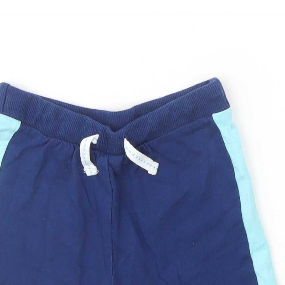F&F Baby Blue  Cotton Cropped Trousers Size 9-12 Months  Drawstring
