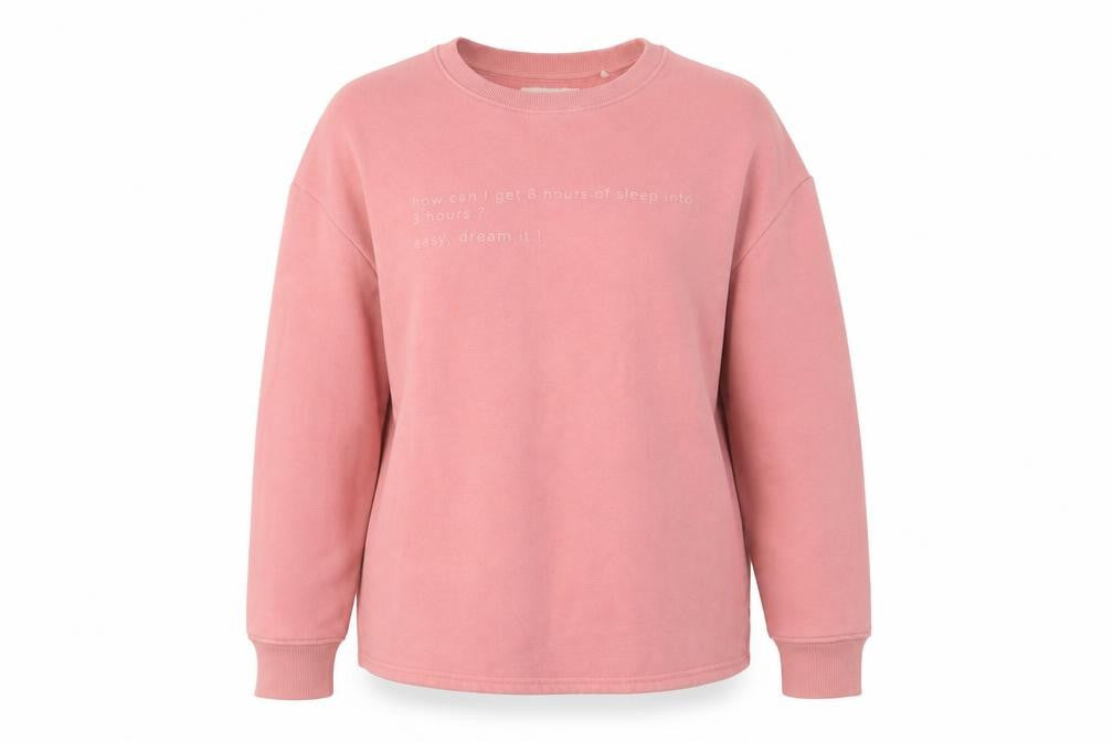 Front view of F&F women’s pink polyester pullover sweatshirt, size UK 8, pullover