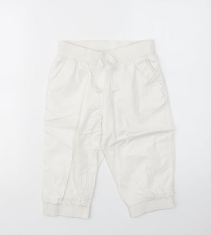 NEXT Girls White  Cotton Chino Trousers Size 9 Years  Regular Drawstring