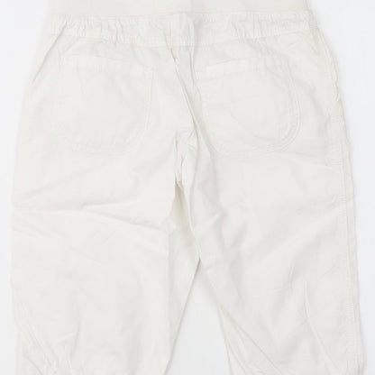 NEXT Girls White  Cotton Chino Trousers Size 9 Years  Regular Drawstring