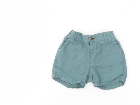 NEXT Baby Green  Linen Cropped Trousers Size 12-18 Months  Button