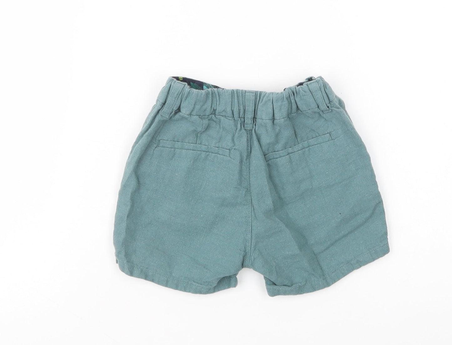 NEXT Baby Green  Linen Cropped Trousers Size 12-18 Months  Button