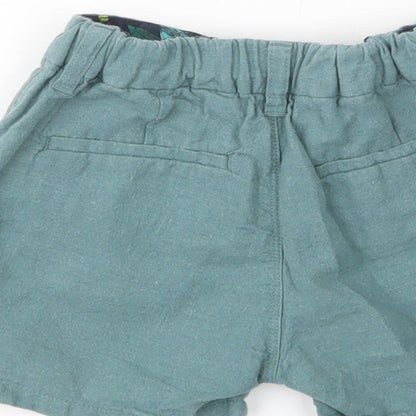 NEXT Baby Green  Linen Cropped Trousers Size 12-18 Months  Button