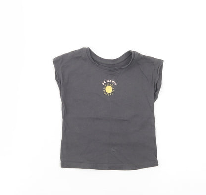 George Baby Grey  Cotton Basic T-Shirt Size 9-12 Months Crew Neck Pullover - Be Happy