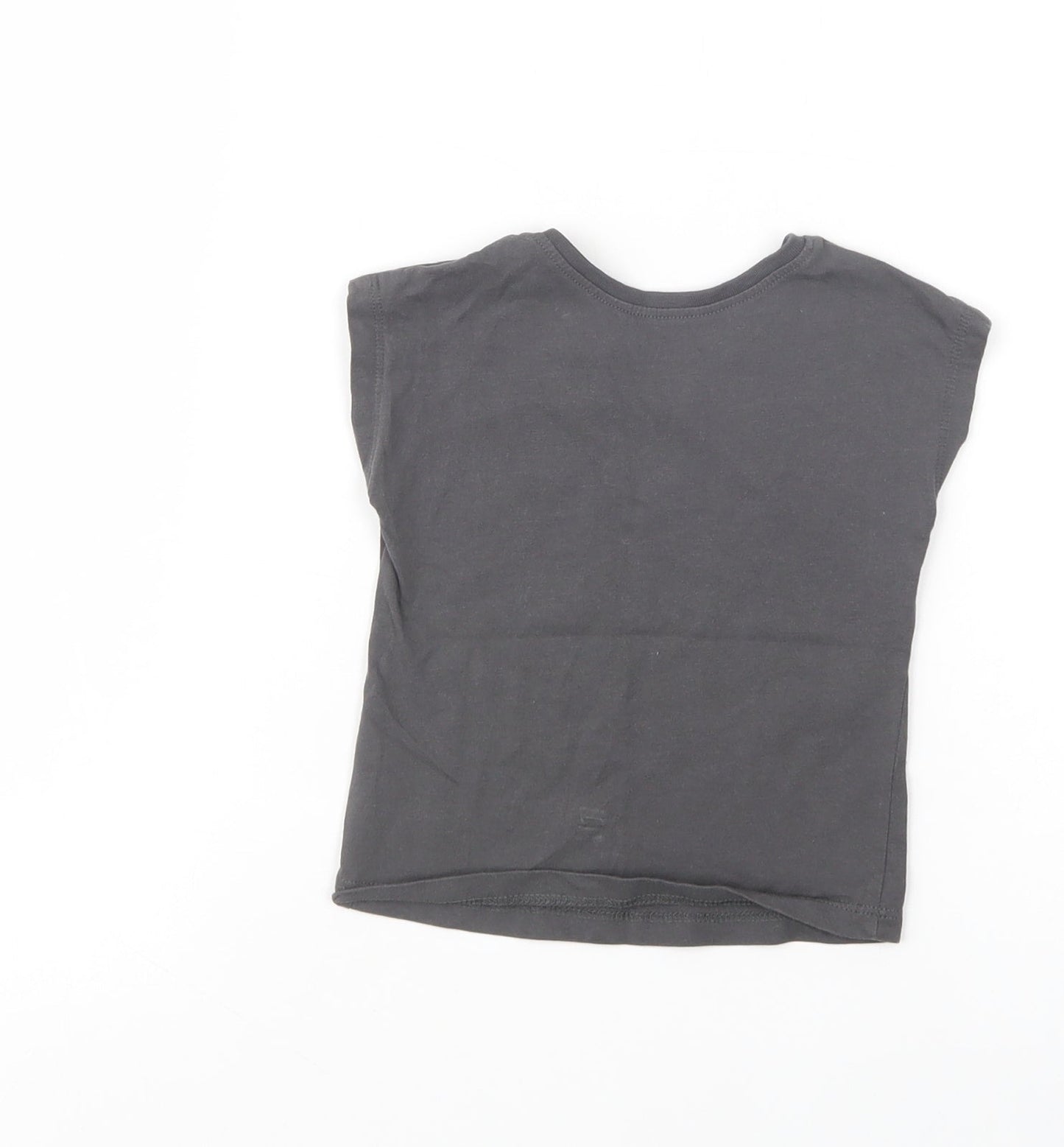George Baby Grey  Cotton Basic T-Shirt Size 9-12 Months Crew Neck Pullover - Be Happy