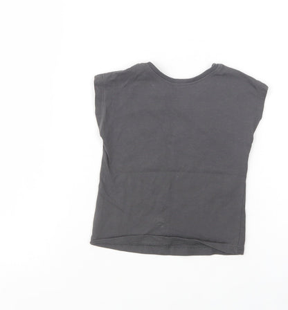 George Baby Grey  Cotton Basic T-Shirt Size 9-12 Months Crew Neck Pullover - Be Happy