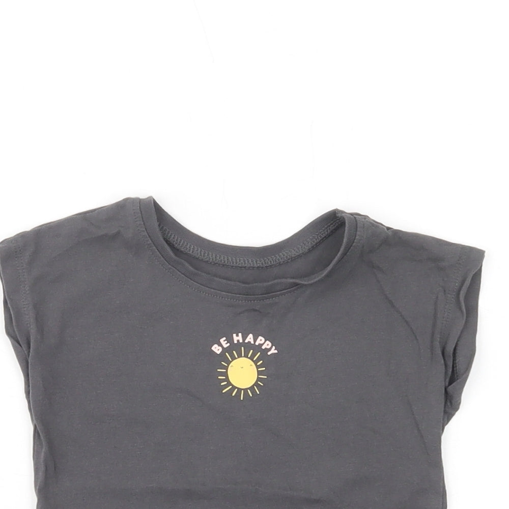 George Baby Grey  Cotton Basic T-Shirt Size 9-12 Months Crew Neck Pullover - Be Happy