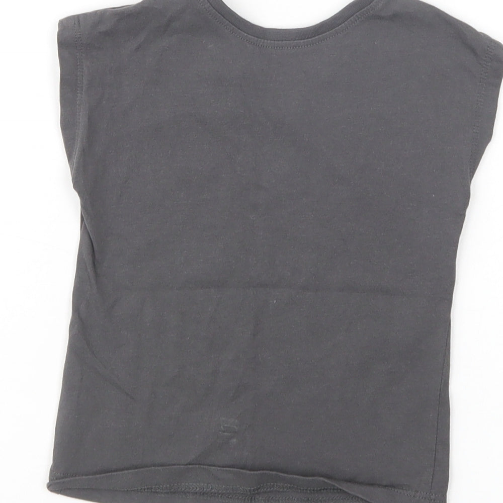 George Baby Grey  Cotton Basic T-Shirt Size 9-12 Months Crew Neck Pullover - Be Happy