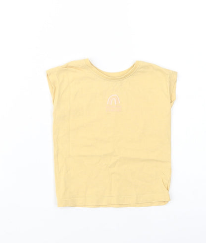 George Baby Yellow  Cotton Basic T-Shirt Size 9-12 Months Crew Neck Pullover - Rainbows And |Smiles