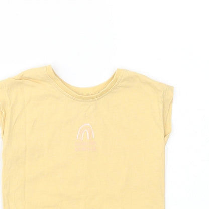 George Baby Yellow  Cotton Basic T-Shirt Size 9-12 Months Crew Neck Pullover - Rainbows And |Smiles