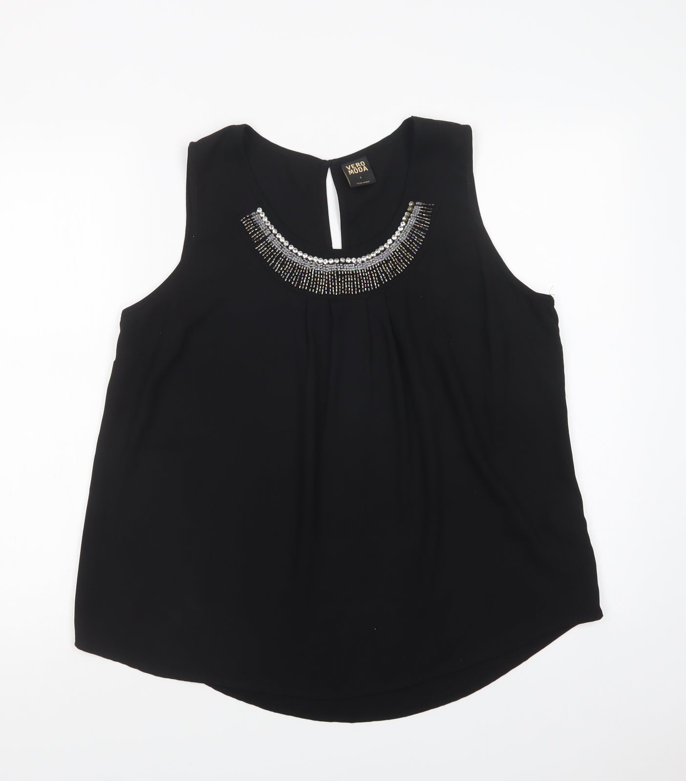 Womens UK Size L VERO MODA Black Basic Blouse