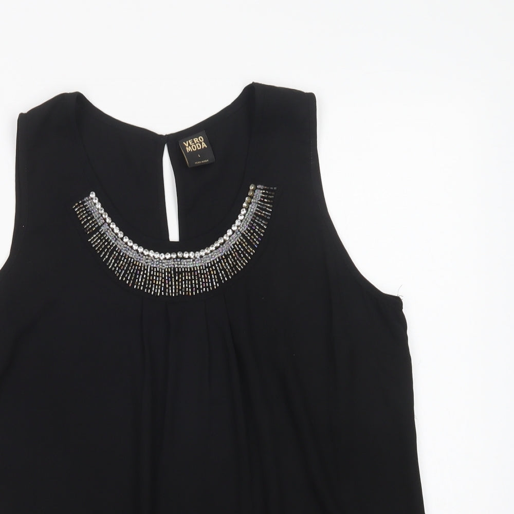 Womens UK Size L VERO MODA Black Basic Blouse