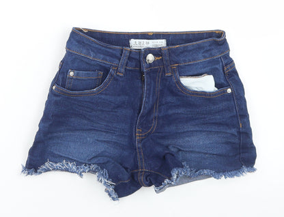 Denim Co Womens Blue  Cotton Hot Pants Shorts Size 6 L3 in Regular Button