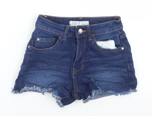 Denim Co Womens Blue  Cotton Hot Pants Shorts Size 6 L3 in Regular Button