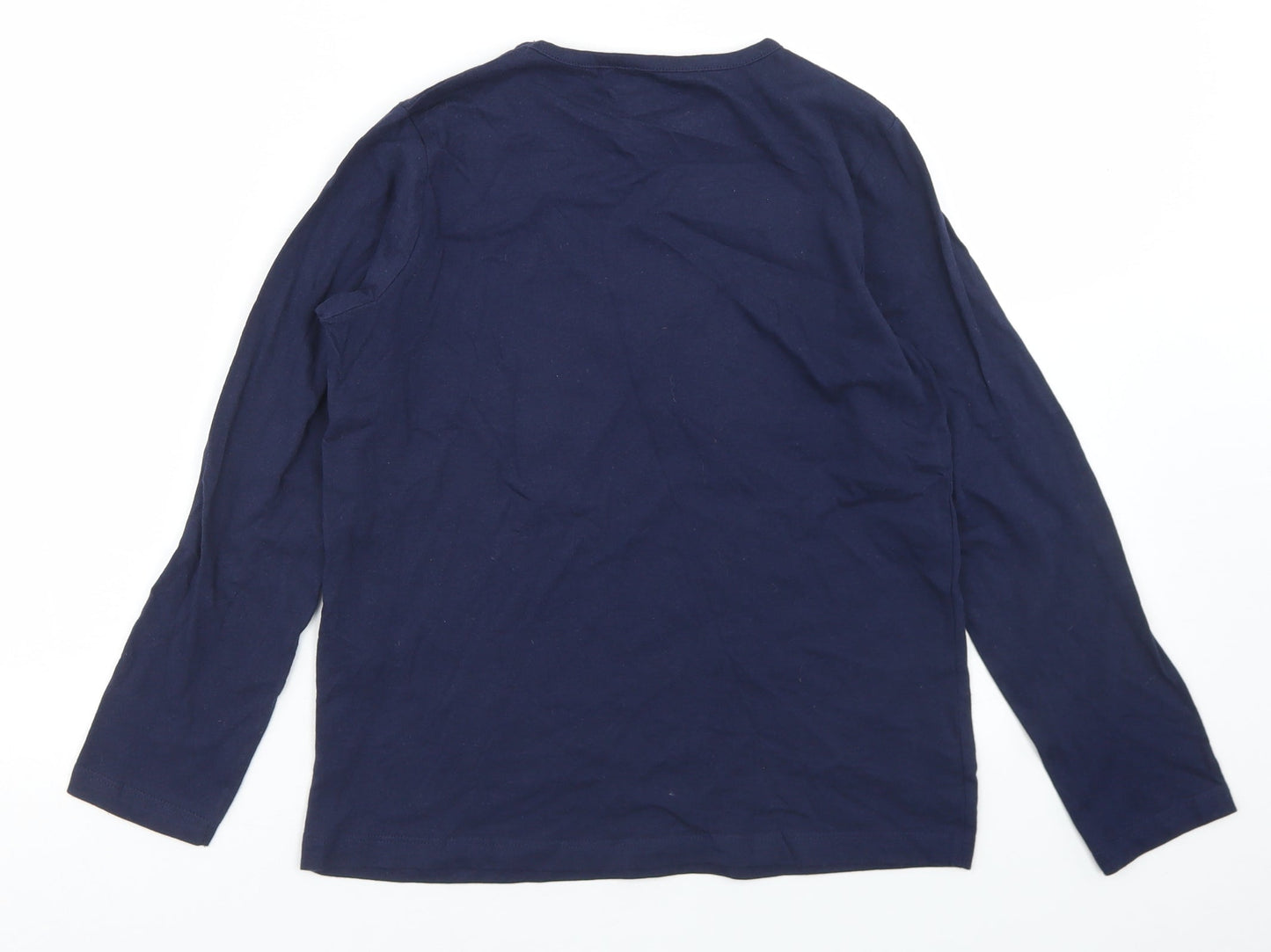 Primark Girls Blue  Cotton Basic T-Shirt Size 9-10 Years Crew Neck  - Rainbow