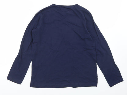 Primark Girls Blue  Cotton Basic T-Shirt Size 9-10 Years Crew Neck  - Rainbow