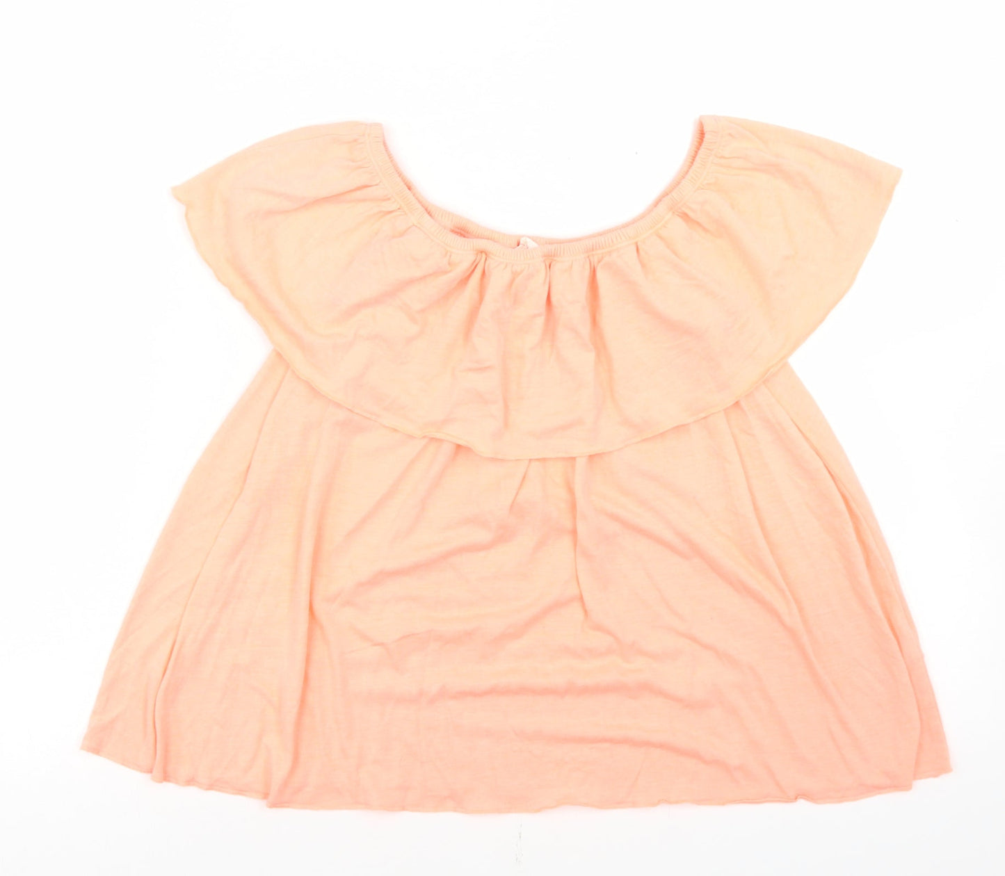 Candy Couture Girls Orange  Polyester Basic T-Shirt Size 12 Years Off the Shoulder