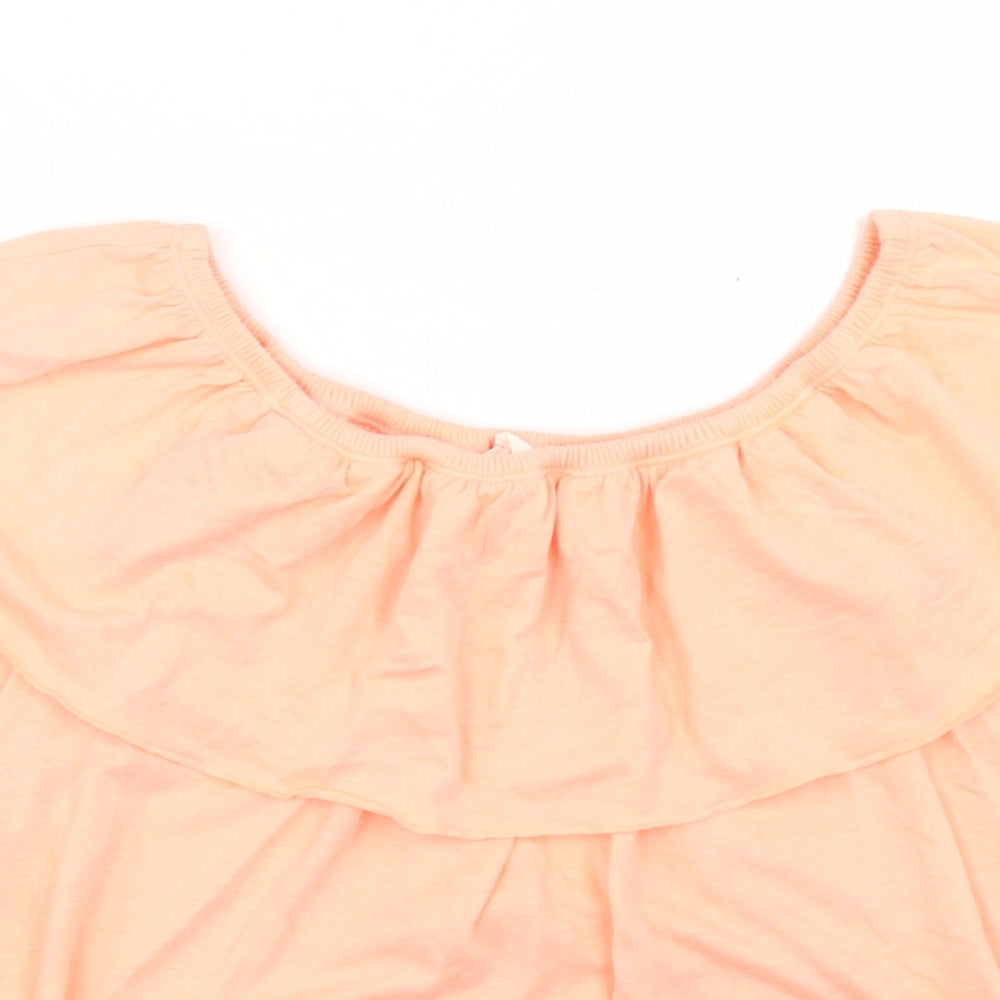 Candy Couture Girls Orange  Polyester Basic T-Shirt Size 12 Years Off the Shoulder