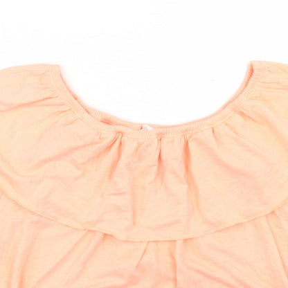 Candy Couture Girls Orange  Polyester Basic T-Shirt Size 12 Years Off the Shoulder