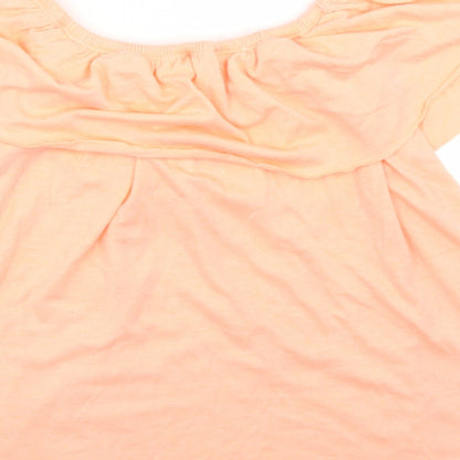 Candy Couture Girls Orange  Polyester Basic T-Shirt Size 12 Years Off the Shoulder