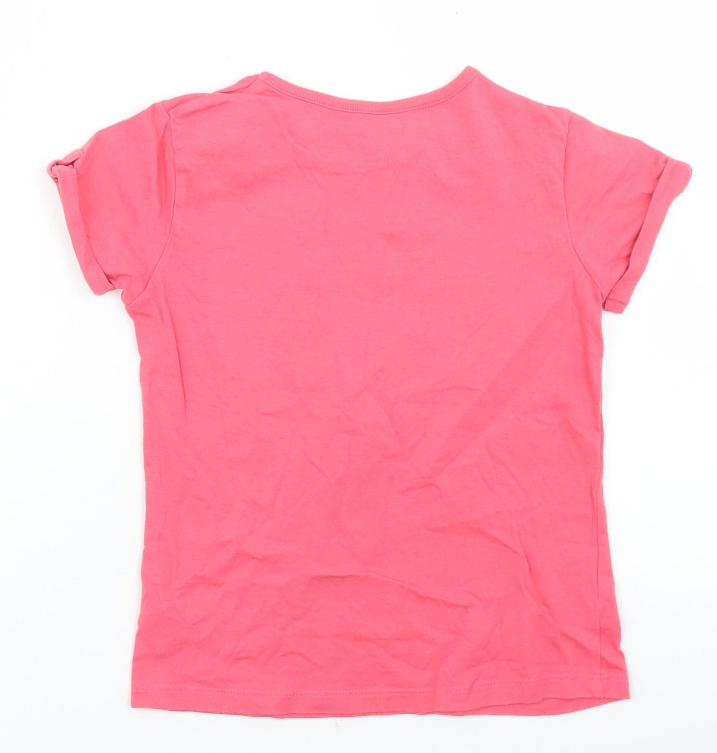 Dunnes Stores Girls Pink  Cotton Basic T-Shirt Size 8 Years Crew Neck  - 2 Cool