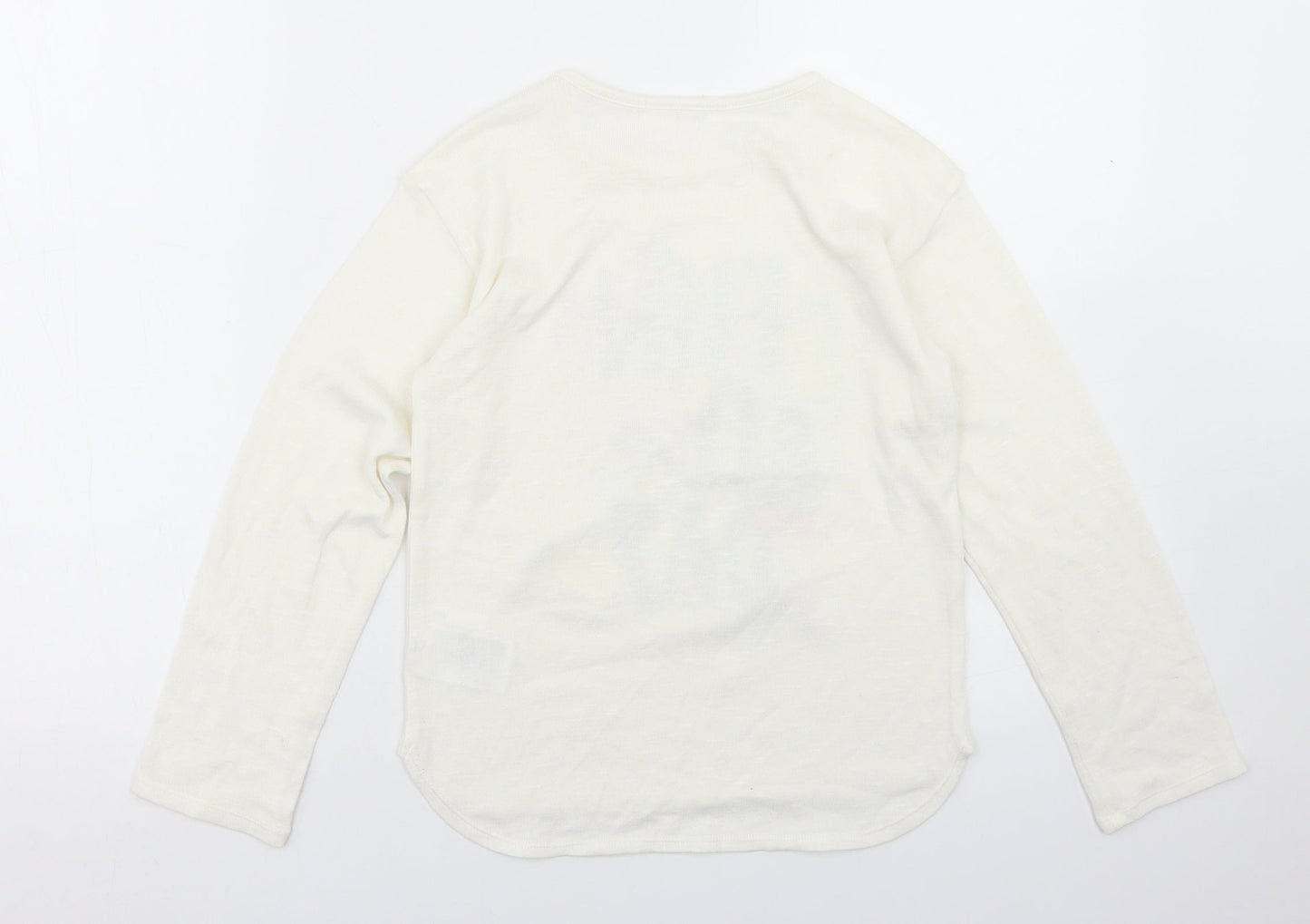 H&M Girls White  Polyester Basic T-Shirt Size 9-10 Years Round Neck  - Fun All Day