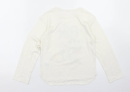 H&M Girls White  Polyester Basic T-Shirt Size 9-10 Years Round Neck  - Fun All Day