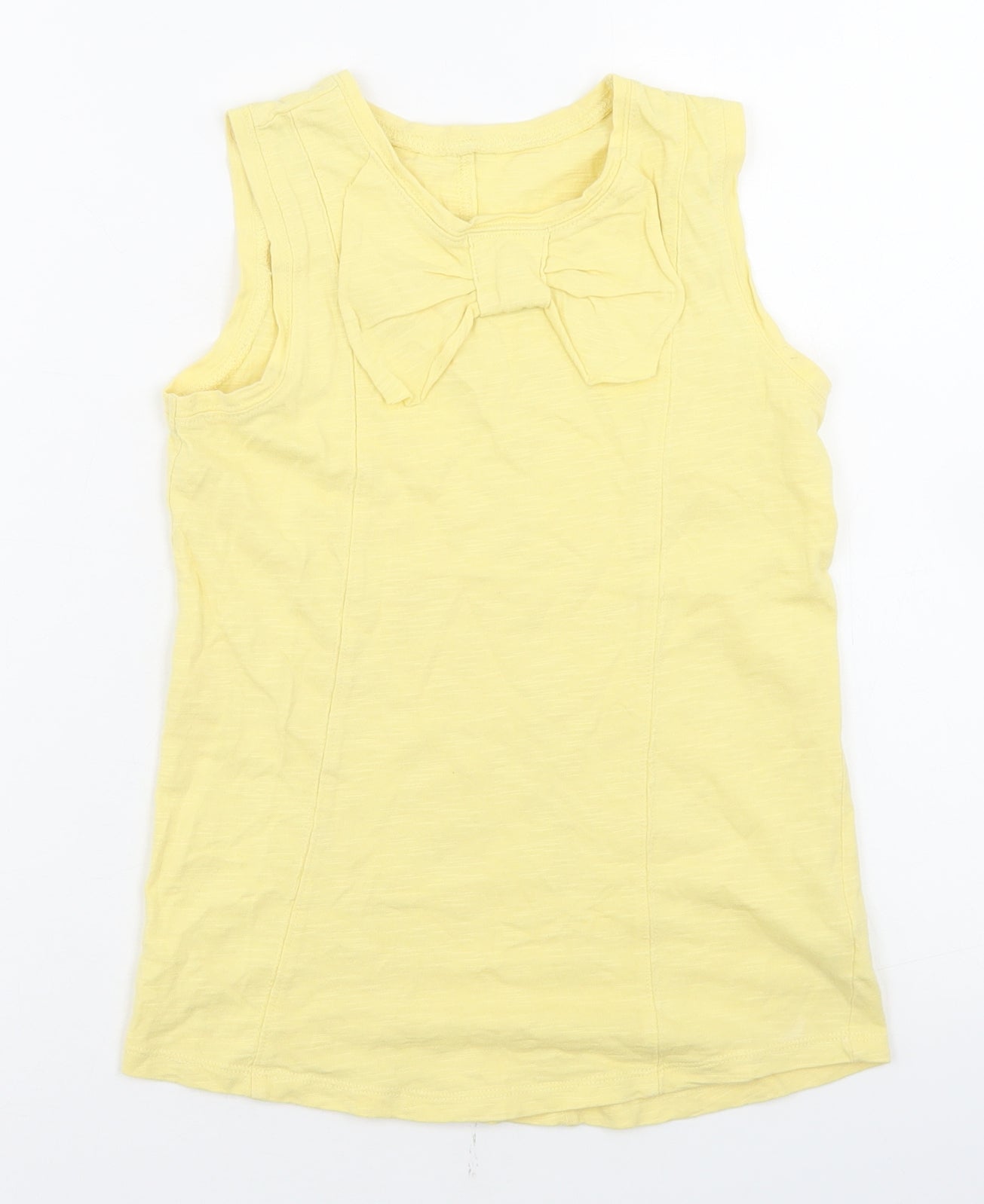 Dunnes Stores Girls Yellow  Cotton Basic Tank Size 9 Years Round Neck