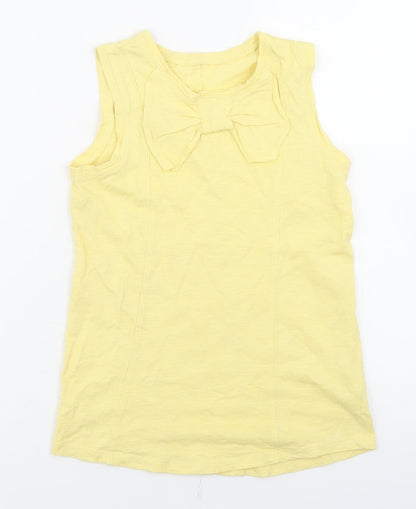 Dunnes Stores Girls Yellow  Cotton Basic Tank Size 9 Years Round Neck