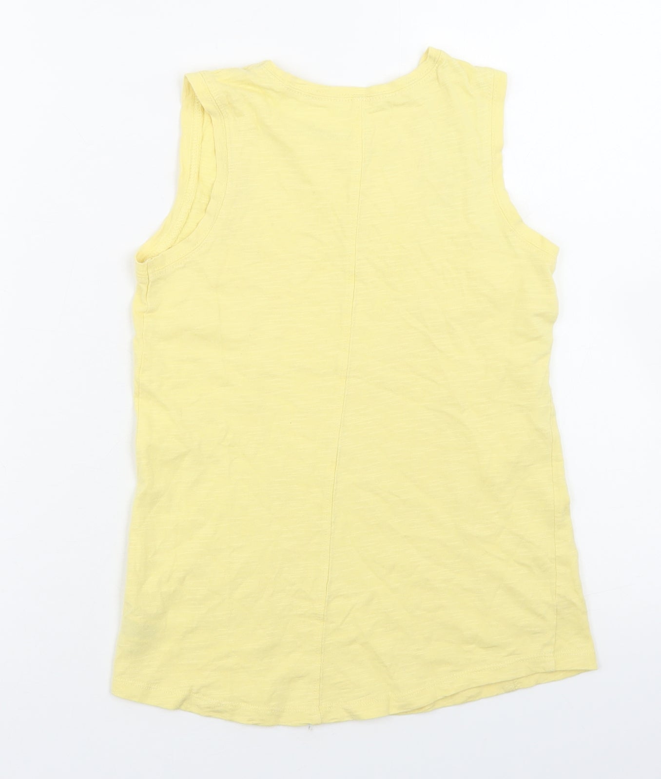 Dunnes Stores Girls Yellow  Cotton Basic Tank Size 9 Years Round Neck
