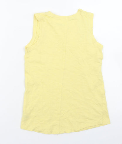 Dunnes Stores Girls Yellow  Cotton Basic Tank Size 9 Years Round Neck
