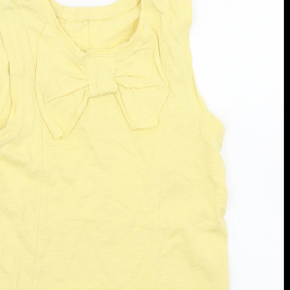 Dunnes Stores Girls Yellow  Cotton Basic Tank Size 9 Years Round Neck
