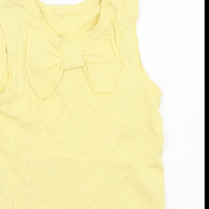 Dunnes Stores Girls Yellow  Cotton Basic Tank Size 9 Years Round Neck