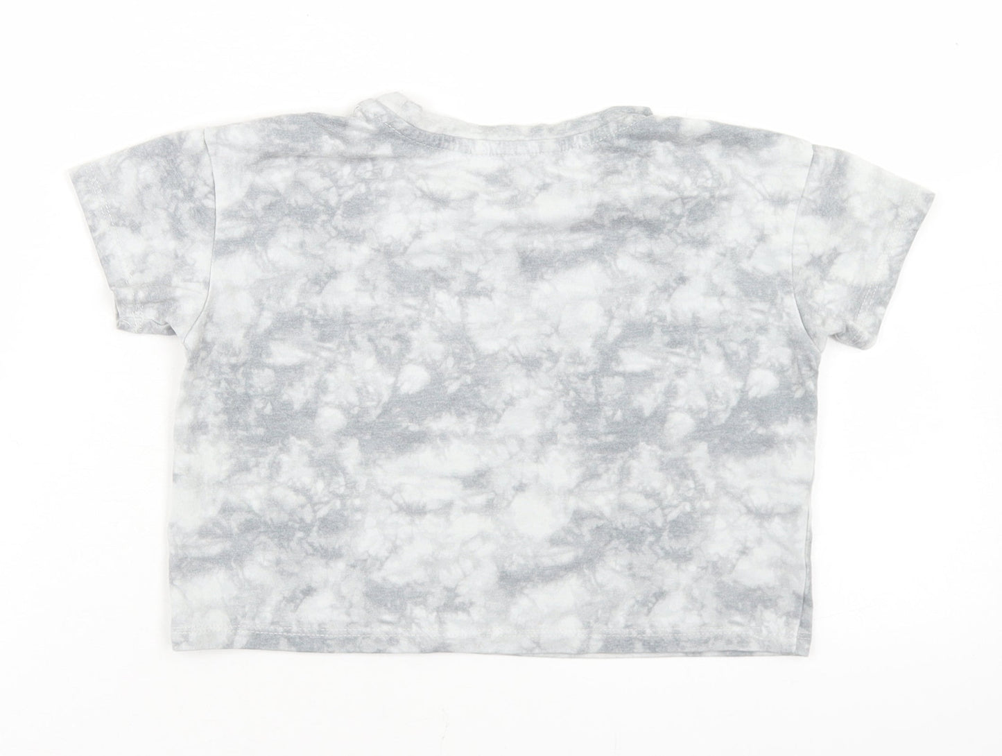 George Girls Grey  Cotton Cropped T-Shirt Size 5-6 Years Crew Neck  - Tie Dy, New york