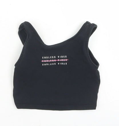 George Girls Black  Cotton Cropped Tank Size 4-5 Years Round Neck  - Endless Vibes