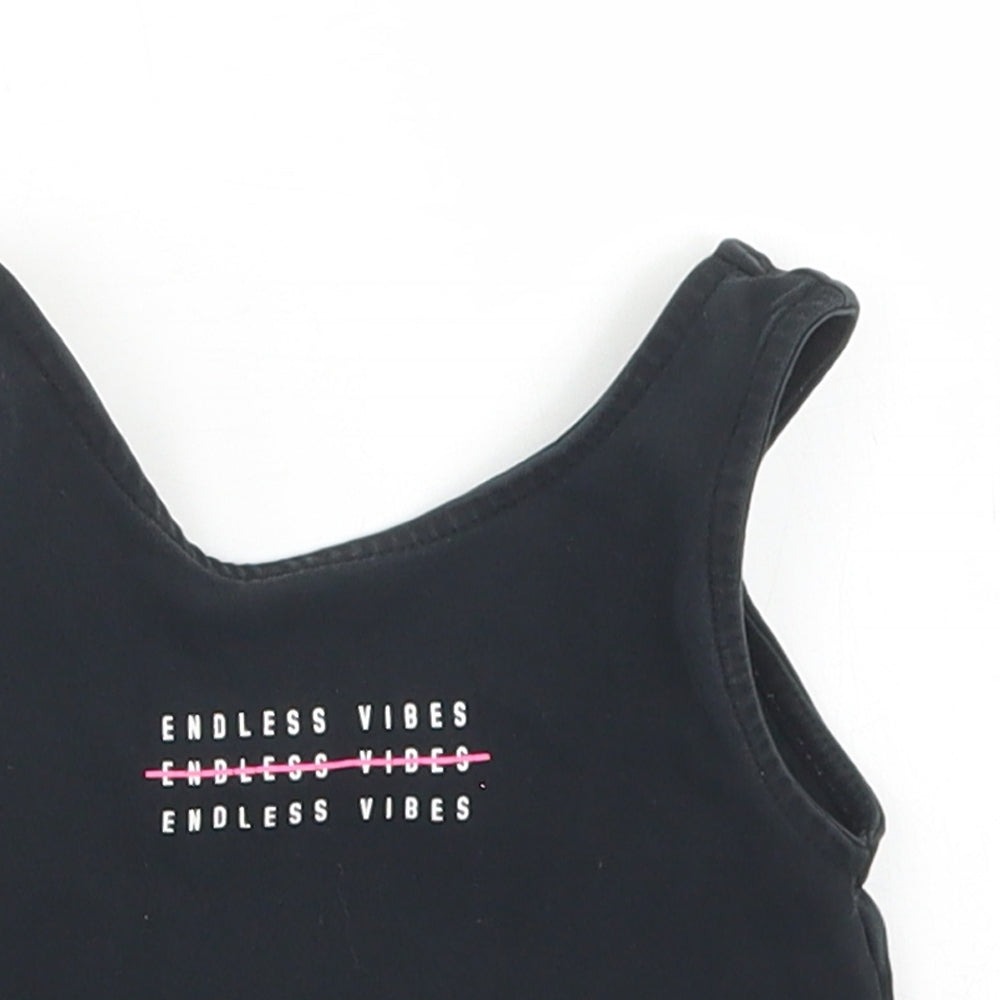 George Girls Black  Cotton Cropped Tank Size 4-5 Years Round Neck  - Endless Vibes