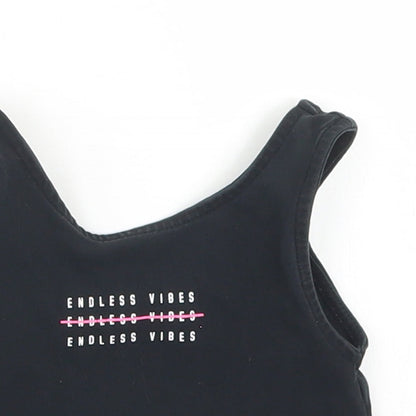 George Girls Black  Cotton Cropped Tank Size 4-5 Years Round Neck  - Endless Vibes