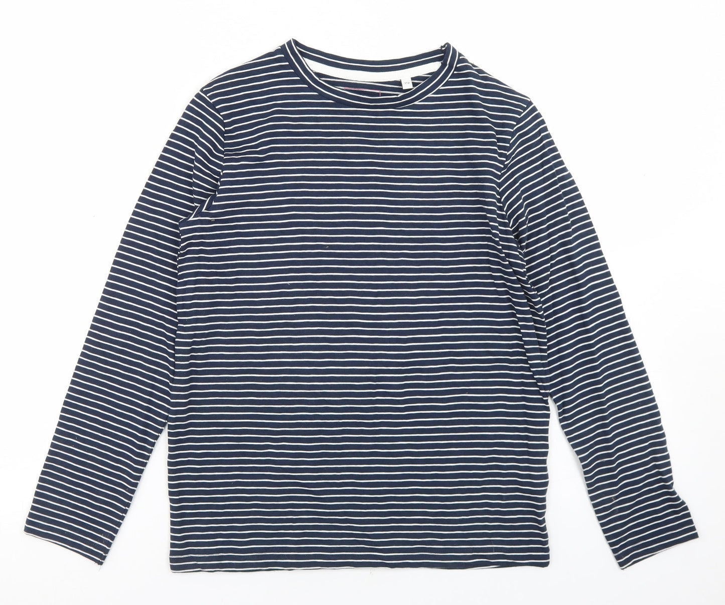 Outfit Girls Blue Striped Cotton Basic T-Shirt Size 11 Years Round Neck