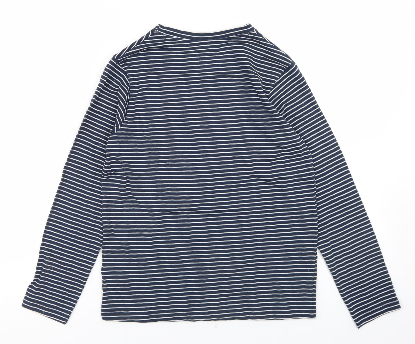 Outfit Girls Blue Striped Cotton Basic T-Shirt Size 11 Years Round Neck