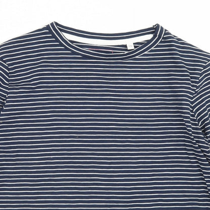Outfit Girls Blue Striped Cotton Basic T-Shirt Size 11 Years Round Neck