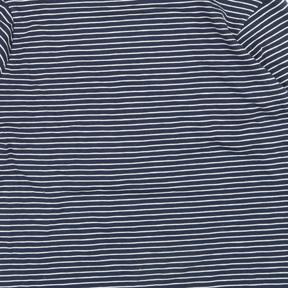 Outfit Girls Blue Striped Cotton Basic T-Shirt Size 11 Years Round Neck